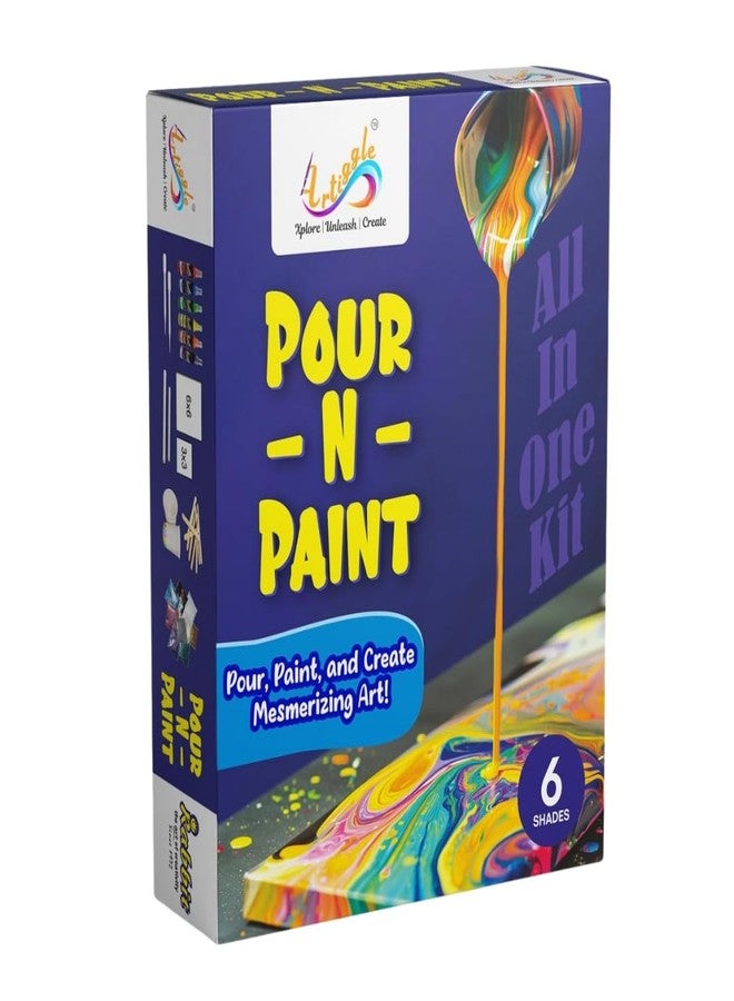 Artiggle Pour-N-Paint,Fluid Acrylic Kit|Pouring Paint|Creative Activity Kit For All Ages Kid|Craft Activity For Girls & Boys|Fluid Art Paint Kit|Coloring And Painting Kits| Multi Color - Image 2